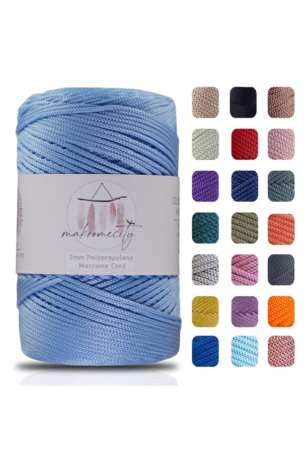 2 mm - 200 Gr Polyester Macrame Rope Baby Blue 230 m Polyester Macrame Rope Supla Rope and Bag Thread