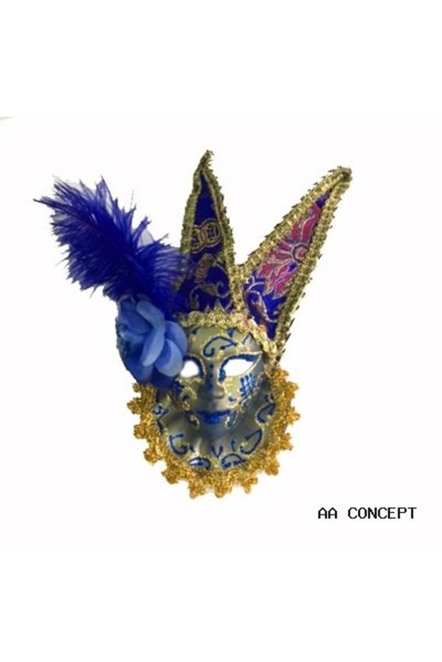 Concepta Feathered Decorative Ceramic Mask (184101) Blue Color
