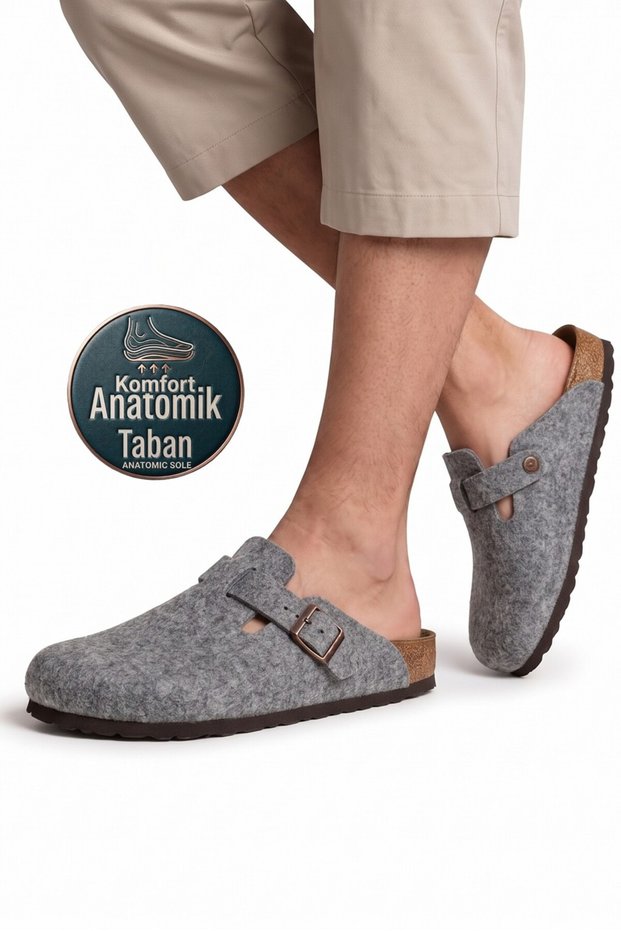 Comfort Anatomical Comfortable Eva Sole Sabo Unisex Men's Women's Boston Style Daily Outdoor and Home Felt Slippers Beige