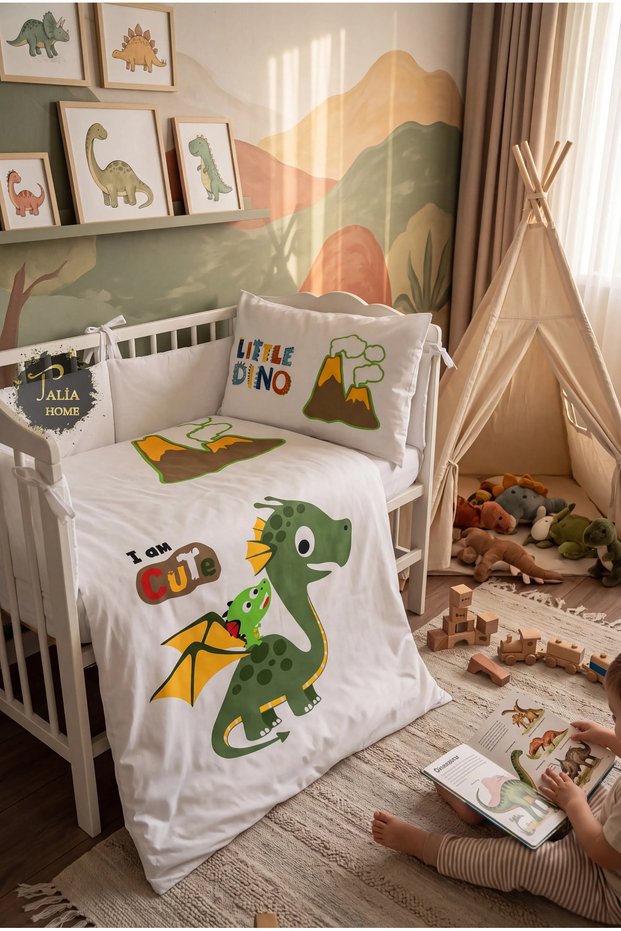 Cute Dinosaur Patterned Baby Crib Bedding Set with Sheets Tlabn-347