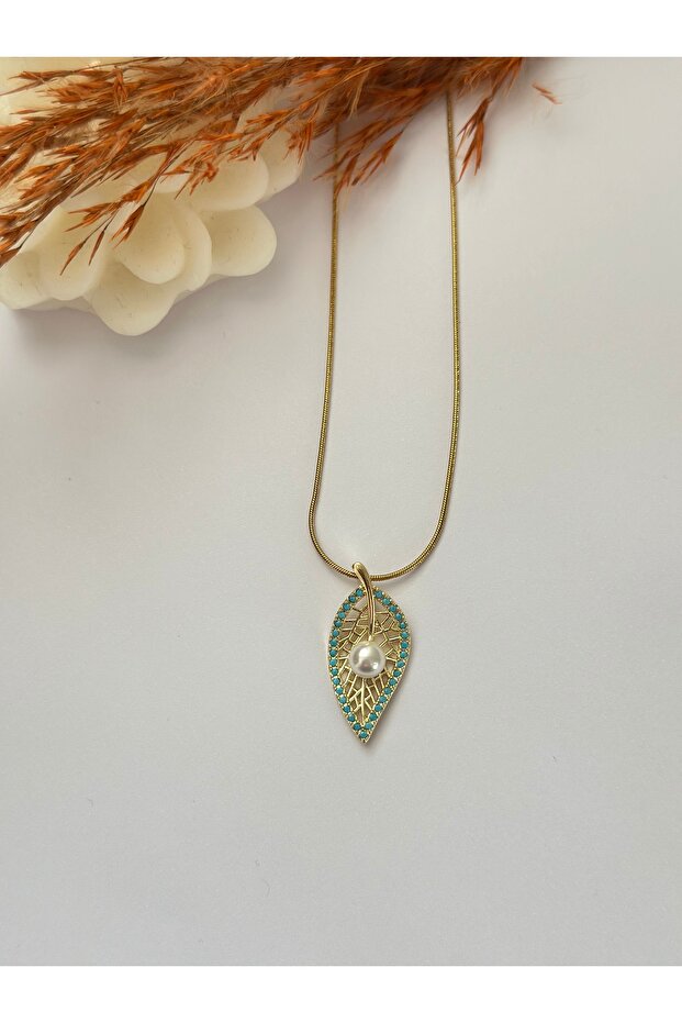 Snake Chain Leaf Model Pearl Necklace