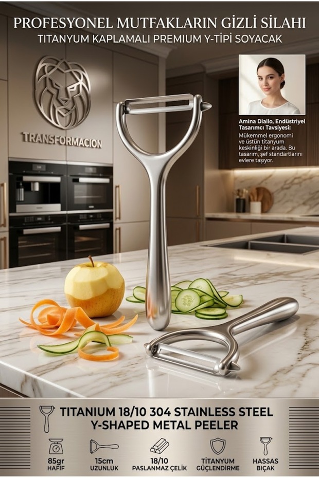 Titanium Steel Y-Type Metal Vegetable Fruit Peeler 18/10 304 Stainless Steel 723673