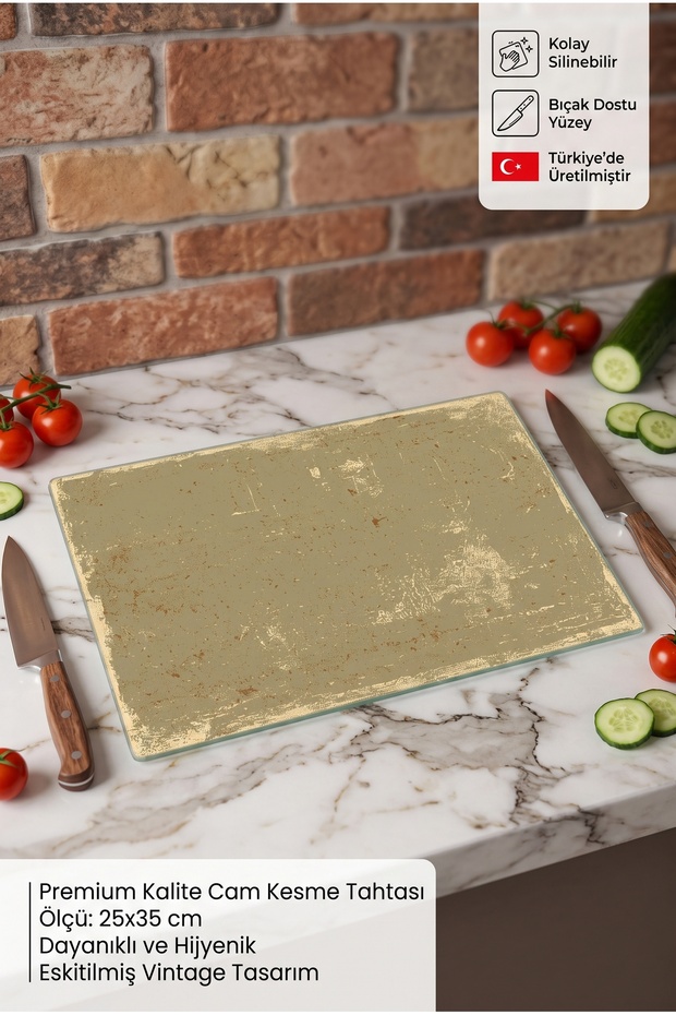 Luxury Design Decorative Glass Cutting Board with White Marble Pattern, Hygienic, Easy to Clean, 25X35 cm