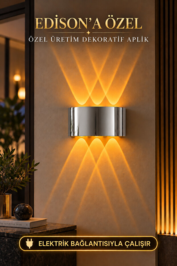 Silver Electric Led Sconce Amber Light Modern Decorative Wall Lamp Bidirectional Indoor Lighting Hallway Corridor Bedroom Staircase Balcony Wall Sconce Special Design