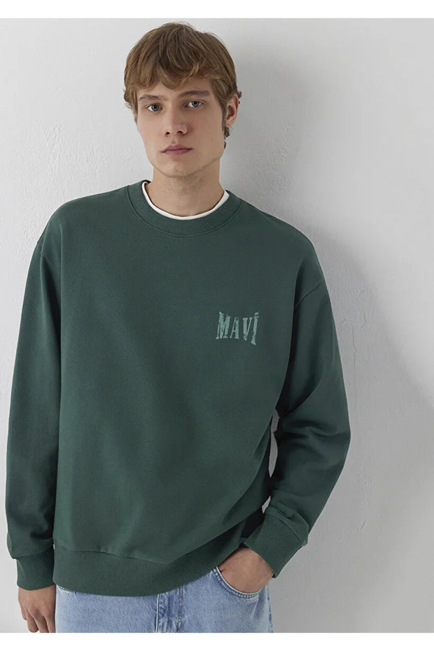 M0S10659 Logo Printed Sweatshirt Men's Sweatshirt Green