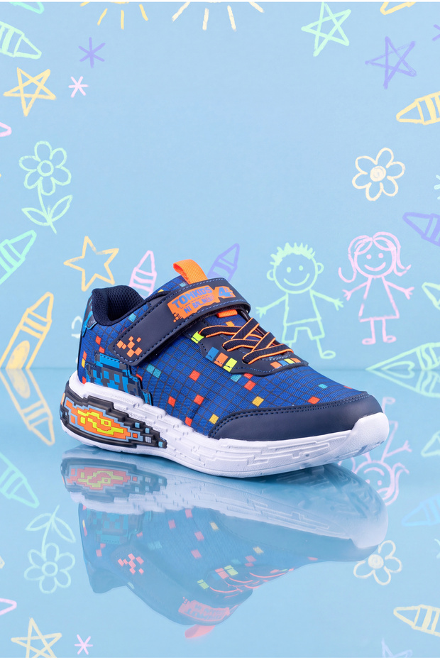Children's Unisex Navy Blue Comfortable Fit Water Repellent Velcro Sneaker