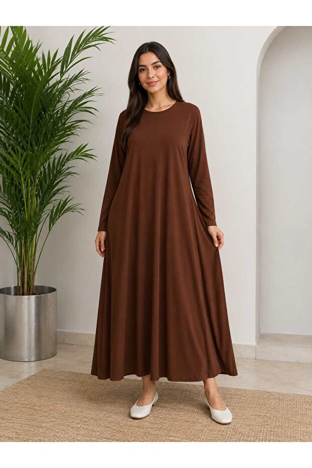 A-Line Lycra Long Combed Cotton Dress Plus Size