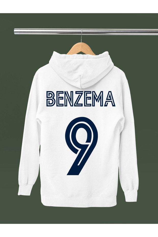 Karim Benzema Printed Cotton Long Sleeved 3-Yarn Hooded Sweatshirt