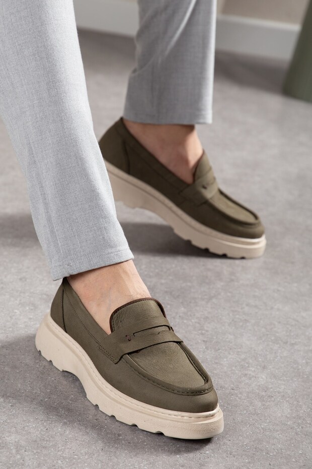 Genuine Leather, Thick Sole, Inner and Outer Leather, Nubuck, Stitched Men's Shoes