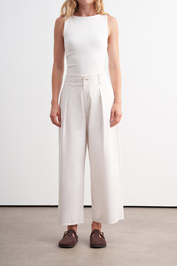 Cotton Wide Leg Trousers
