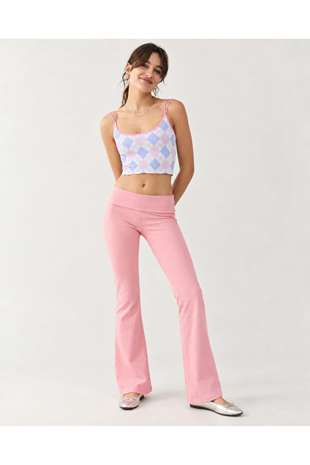 Pastel Prep Argyle Cami- Pink Blue Plaid Patterned Double Strap Crop Bustier