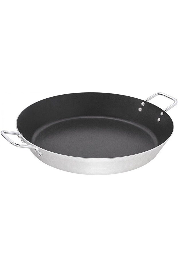 Since 1911 Made In Brazil Professional Aluminum Paella Pan with Interior Starflon Premium Nonstick Coating and Brushed Exterior Finish, 45 cm, 9.2 L