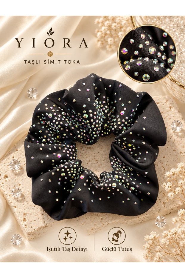 Women's Crystal Stone Large Size Satin Bagel Hair Clip – Scrunchie Hair Clip