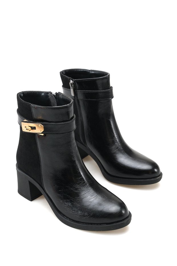 Aurora Alma Women's Heeled Boots 0012030 Black Wrinkled Patent Leather
