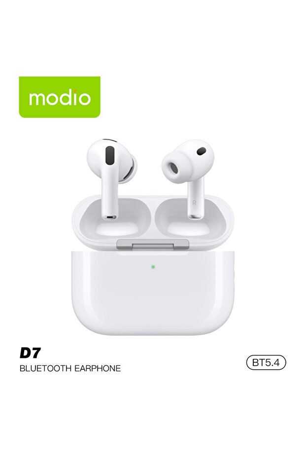 D7 Wireless Earbuds Premium Deep Bass Bluetooth Earphones with Noise Cancelling Crystal-Clear Calls, 8 Hours Playback, 32 Hours with Charging Case Compatible With iPhones and iPads White
