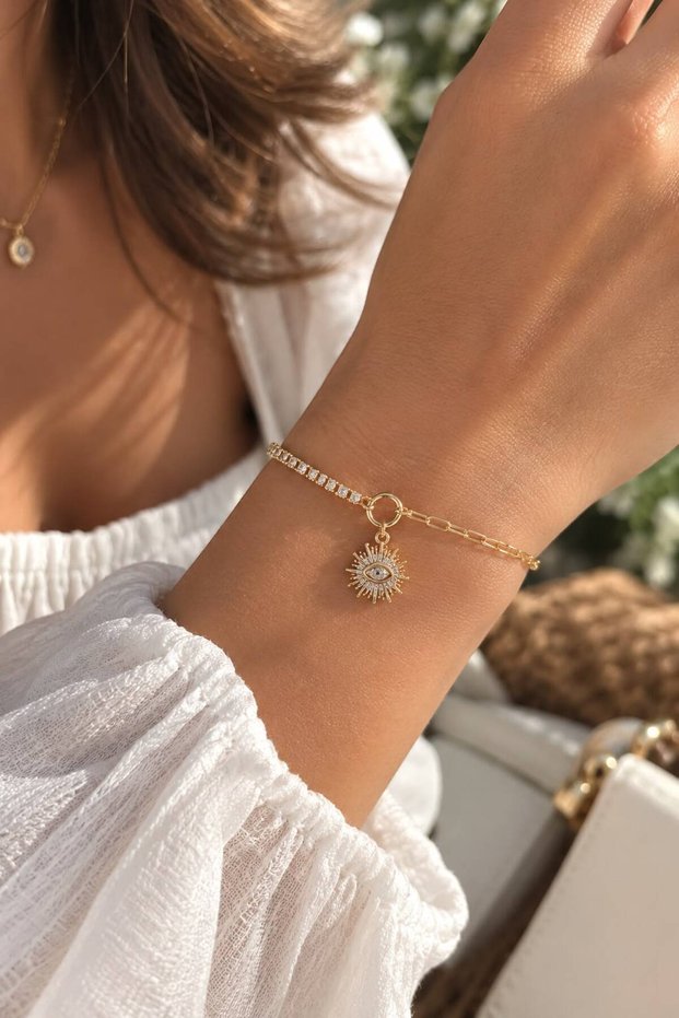 Steel Bracelet with Sun Figure