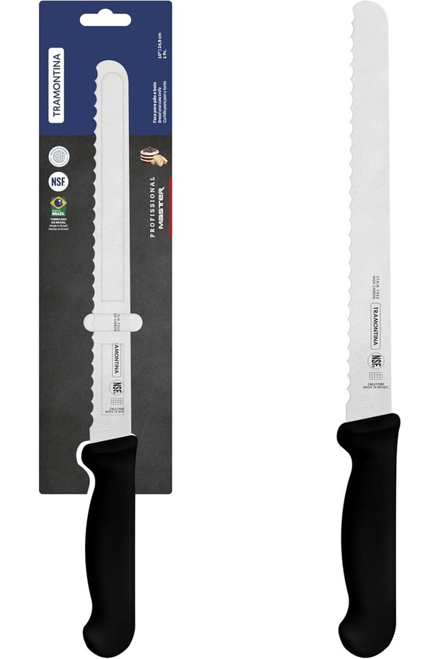 Professional 10" Knife for Cold Cuts with Stainless-Steel Blade and Black Polypropylene Handle