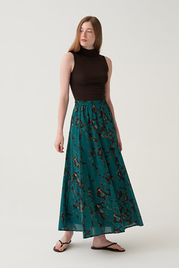 Emprime flared skirt with volan