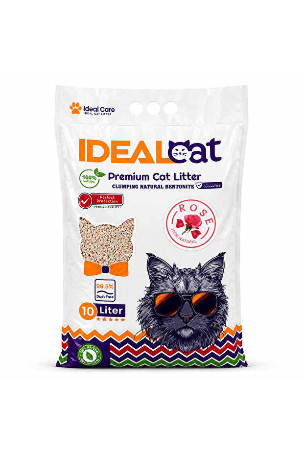 IDEAL Cat Natural Bentonite Clumping Cat Litter, Rose, 10 L, 8.10 kg