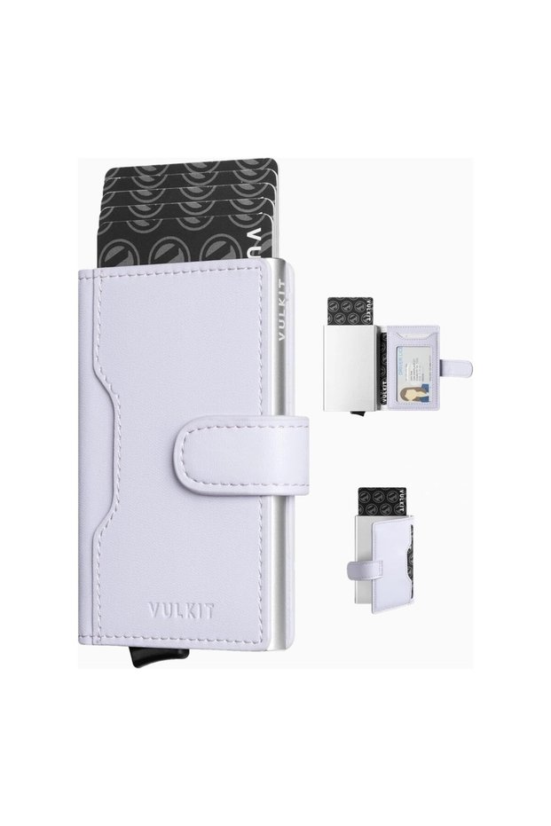 Rfid Aluminum Leather Pop-Up Unisex Card Holder Wallet