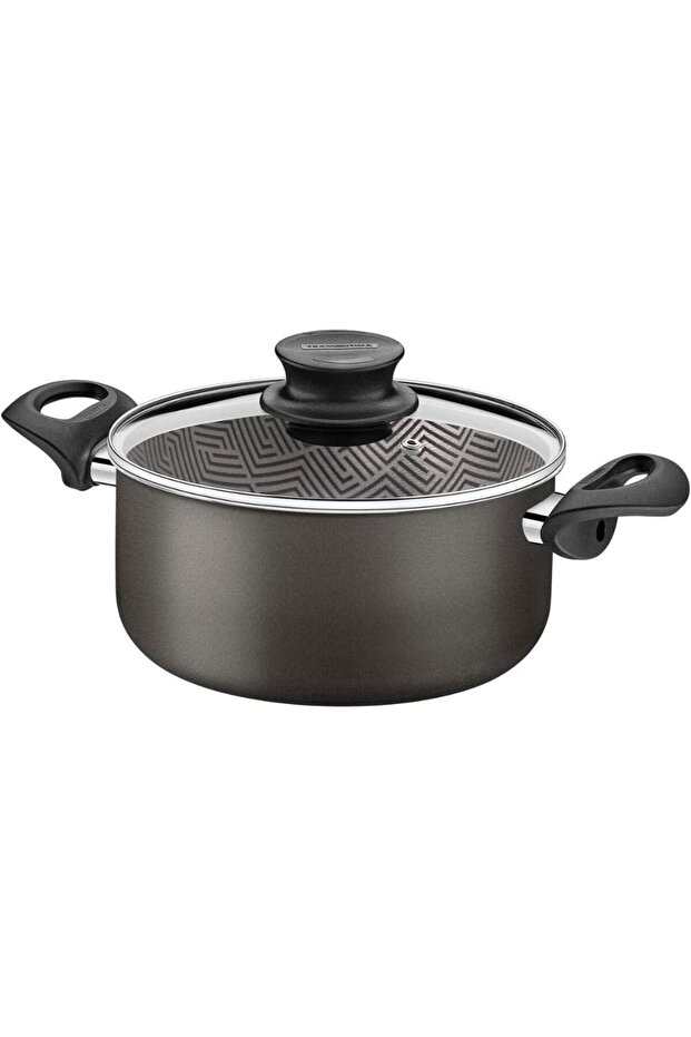 Paris Aluminum Casserole with Interior and Exterior Starflon Max Lead Nonstick Coating with a Glass Lid, 20 cm 2,9 L