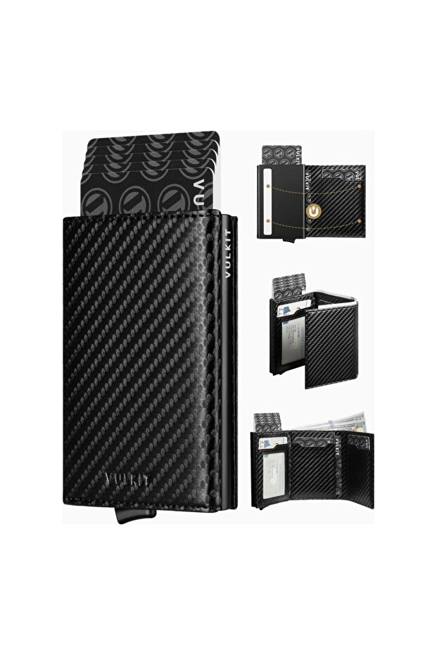 Rfid Protected Leather Pop-Up Men's Card Holder Wallet