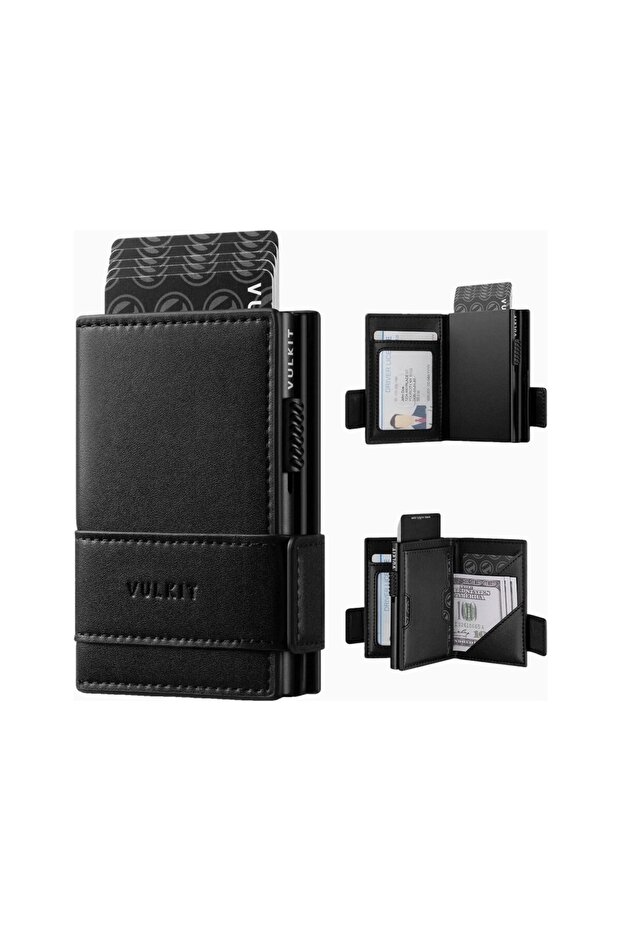 Rfid Protected Leather Pop-Up Men's Card Holder Wallet