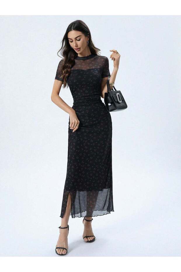 Rochie maxi, neagră - S