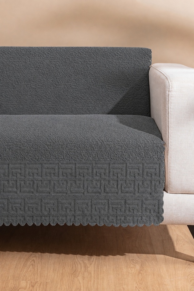 Premium Non-Slip Sofa Cover Three-Person Washable Stain Resistant Gray Sofa Bed Shawl (165X205)
