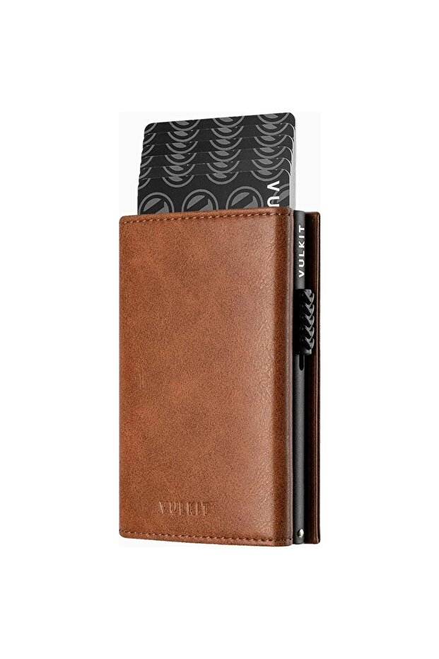 Rfid Protected Pop-Up Leather Aluminum Men's Card Holder Wallet