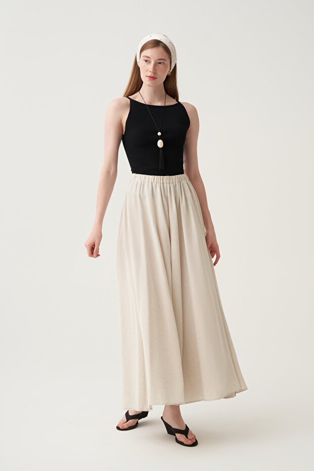 Elastic waist modal flared skirt