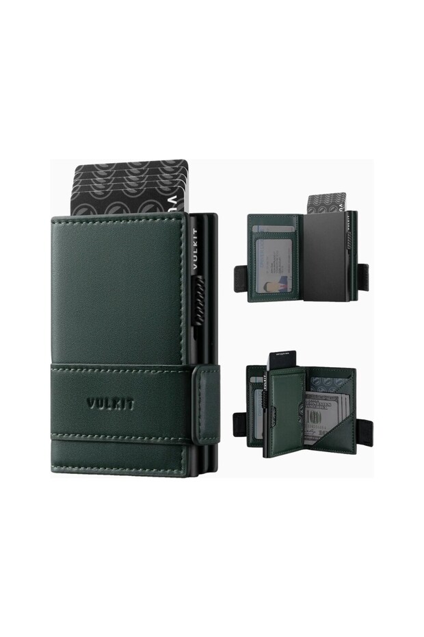 Rfid Protected Leather Pop-Up Men's Card Holder Wallet
