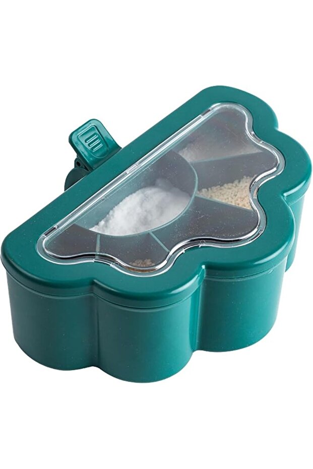 6 Grids Condiment Jar - Clear Lid Multifunctional Space-Saving Handheld Seasoning Box with 6