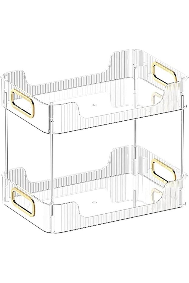 2-Tier Bathroom Organizer Countertop, Clear Makeup Desk Organzier for Dressing Table, Bathroom Vanit