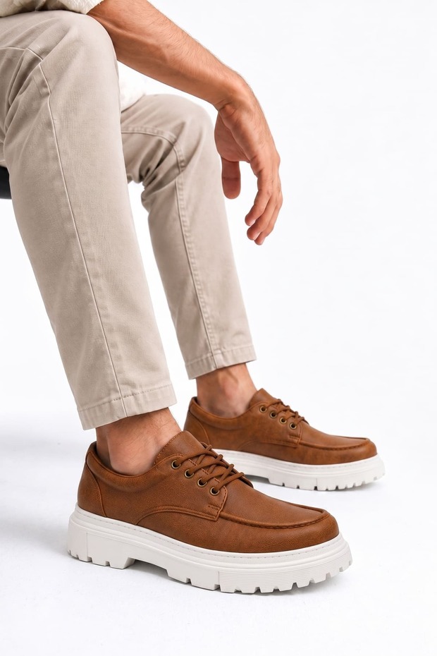 ZRJ-T13 Premium Nova Lace-Up Men's Casual Classic Shoes - Tan