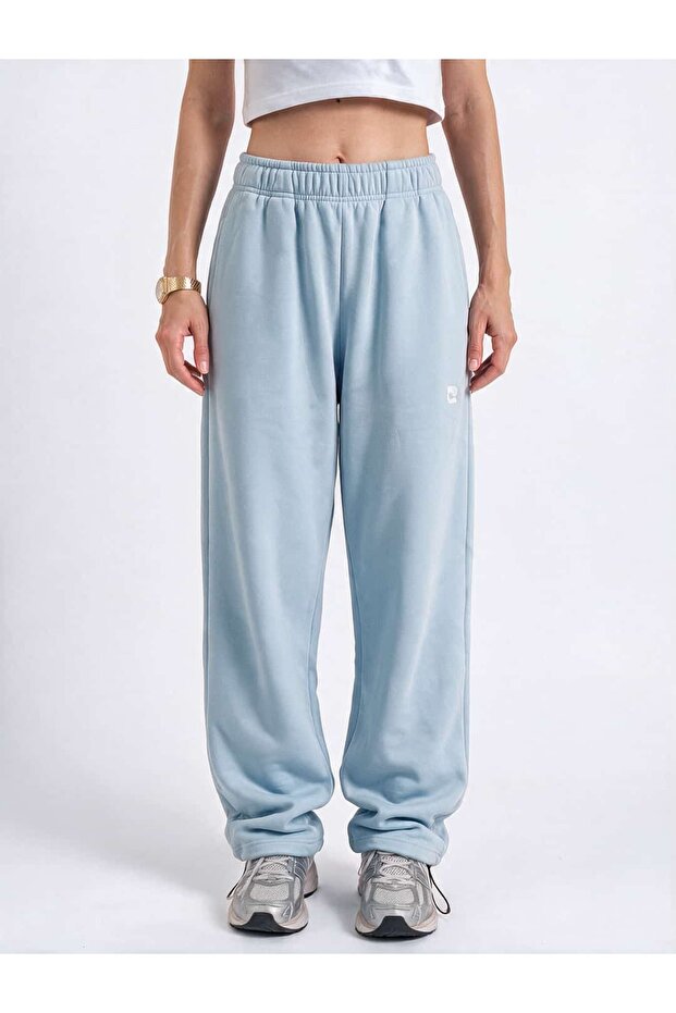 Adjustable Leg Baggy Sweatpants for Women - Light Blue - C608