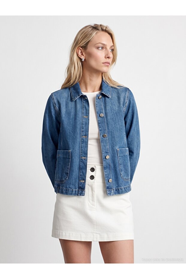 65399 Lyocell Blended Denim Jacket-Blue