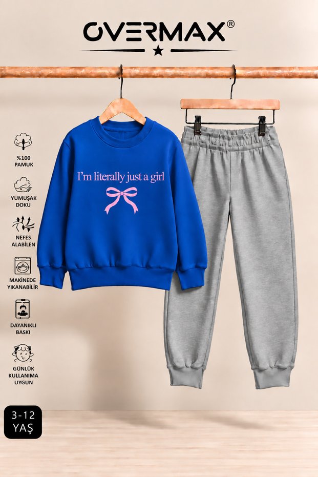 Girl's Just a Girl Printed Hoodless Tracksuit Set - Ages 3-12
