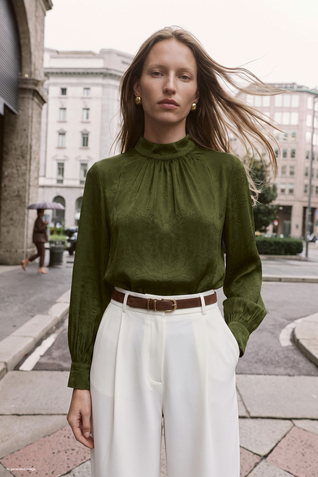 Long Sleeve Blouse - Green