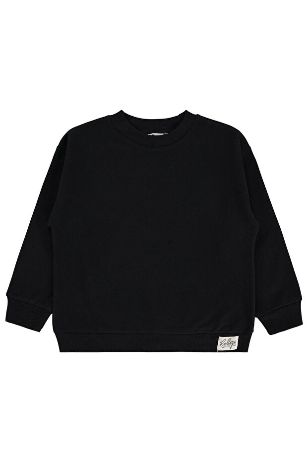 Boy's Basic Sweatshirt | Brush with 2 Strings and Long Handle | School Nursery and Daily Use - Black