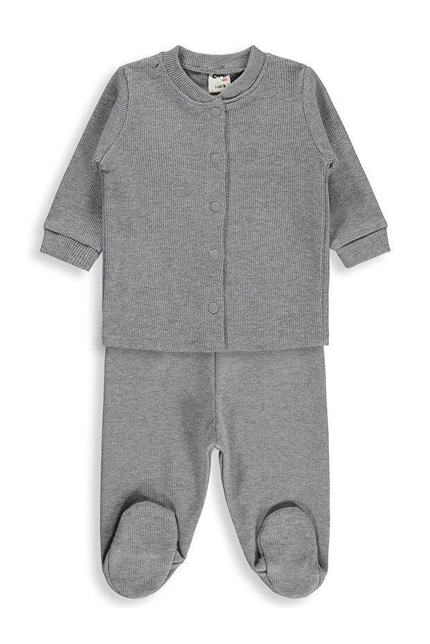 Basic Booties 1-9 Months Pajama Set - Gray