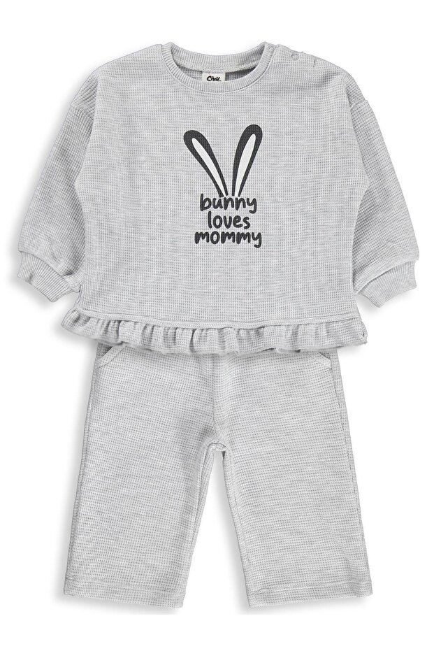 Bunny Loves Mommy Printed 6-18 Month Set - Gray