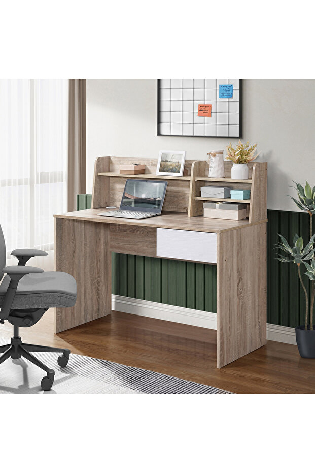 Alford Luxor 1-Drawer Study Desk with Hutch