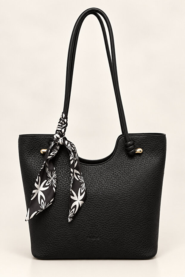 Women's Large Size Shoulder Bag with Scarf Detail, Elegant Design, Large Volume Tote Bag Elt1109