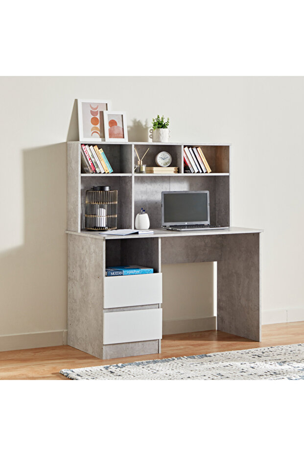 Alford Patara 2-Drawer Study Desk with Hutch