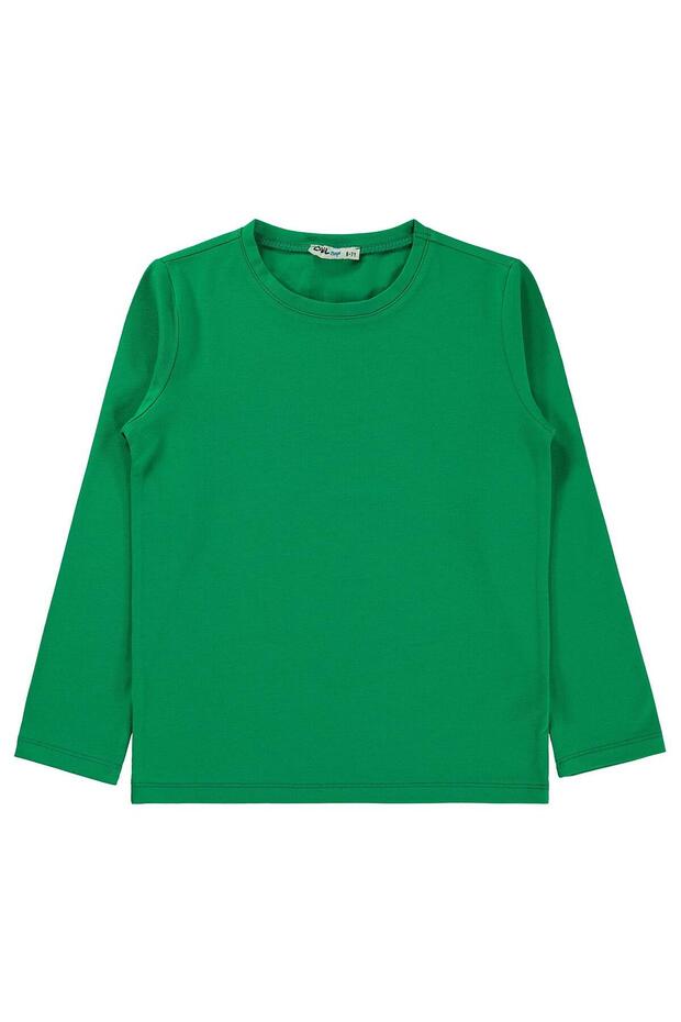 Civil Boy's Basic Sweatshirt | Lycra Single Jersey Long Sleeve | School Nursery and Daily Use - Green