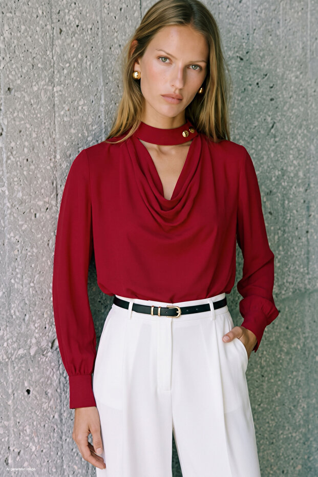 Degaje Collar Blouse - Red