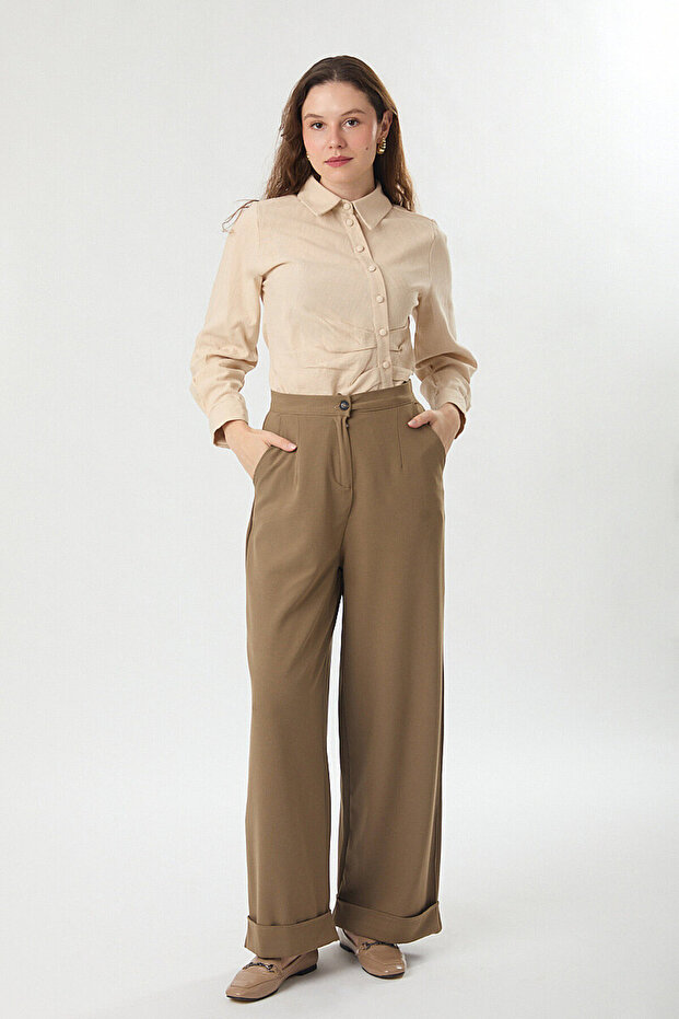 Double Leg Polyviscon Trousers Mink