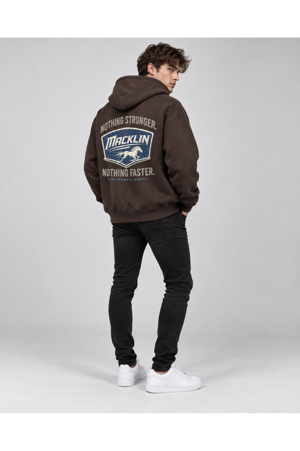 Unisex Men's and Women's Nothing Stronger Design Text Printed Oversize 3 Thread Hooded Sweatshirt