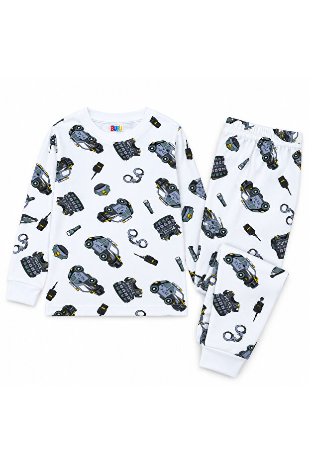 Male Child 100% Cotton Print Soft Long-Sleeve Sleepwear Lounge Set